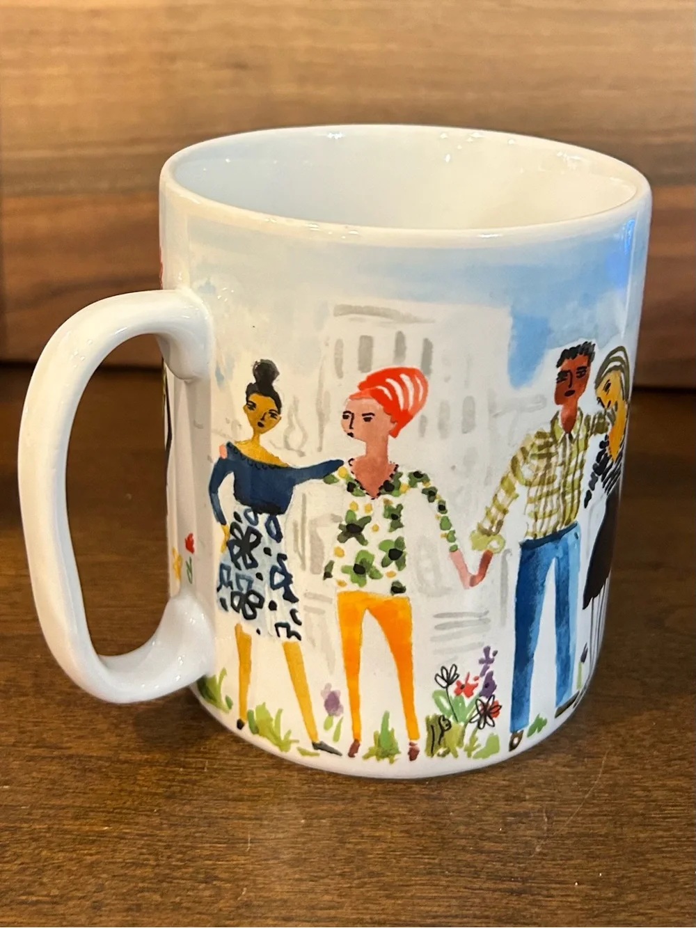 Pier 1 Imports Porcelain Over-Sized WE THE PEOPLE Coffee Mug/Cup Diversity 24 oz